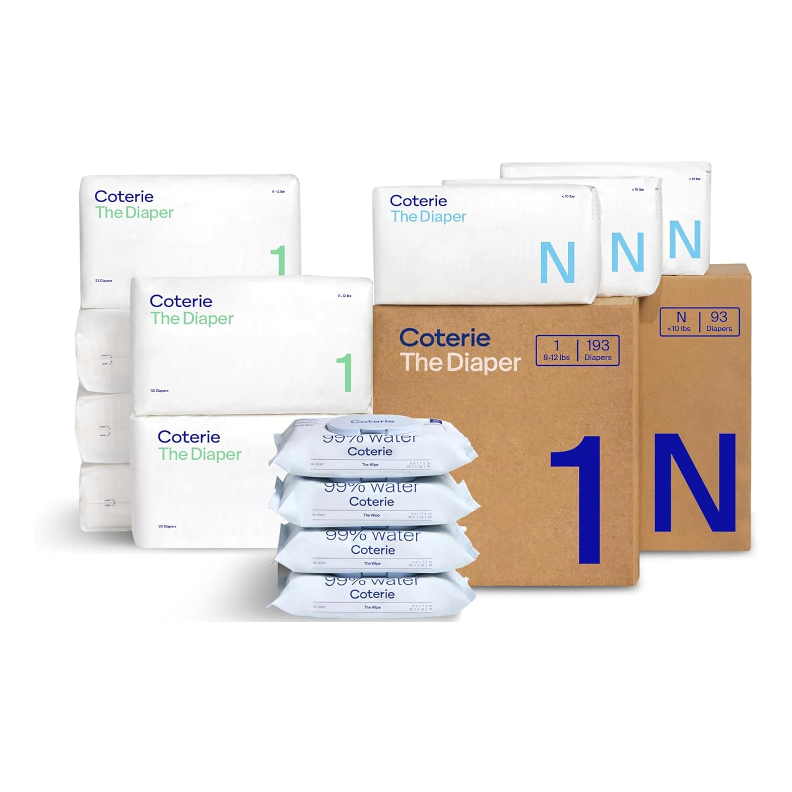 NEWBORN DIAPERS - Coterie Baby Wipes + Diapers Kit