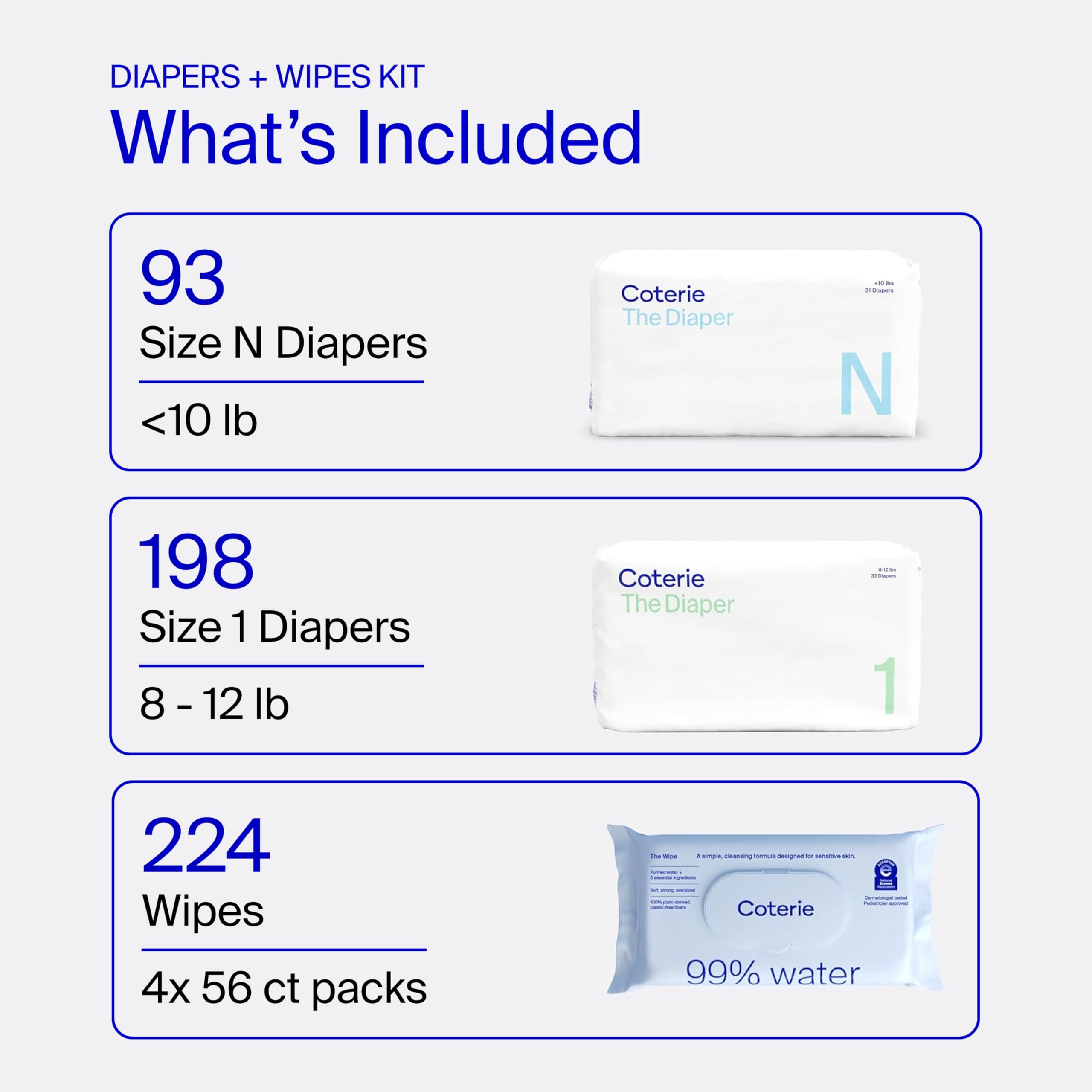 NEWBORN DIAPERS - Coterie Baby Wipes + Diapers Kit