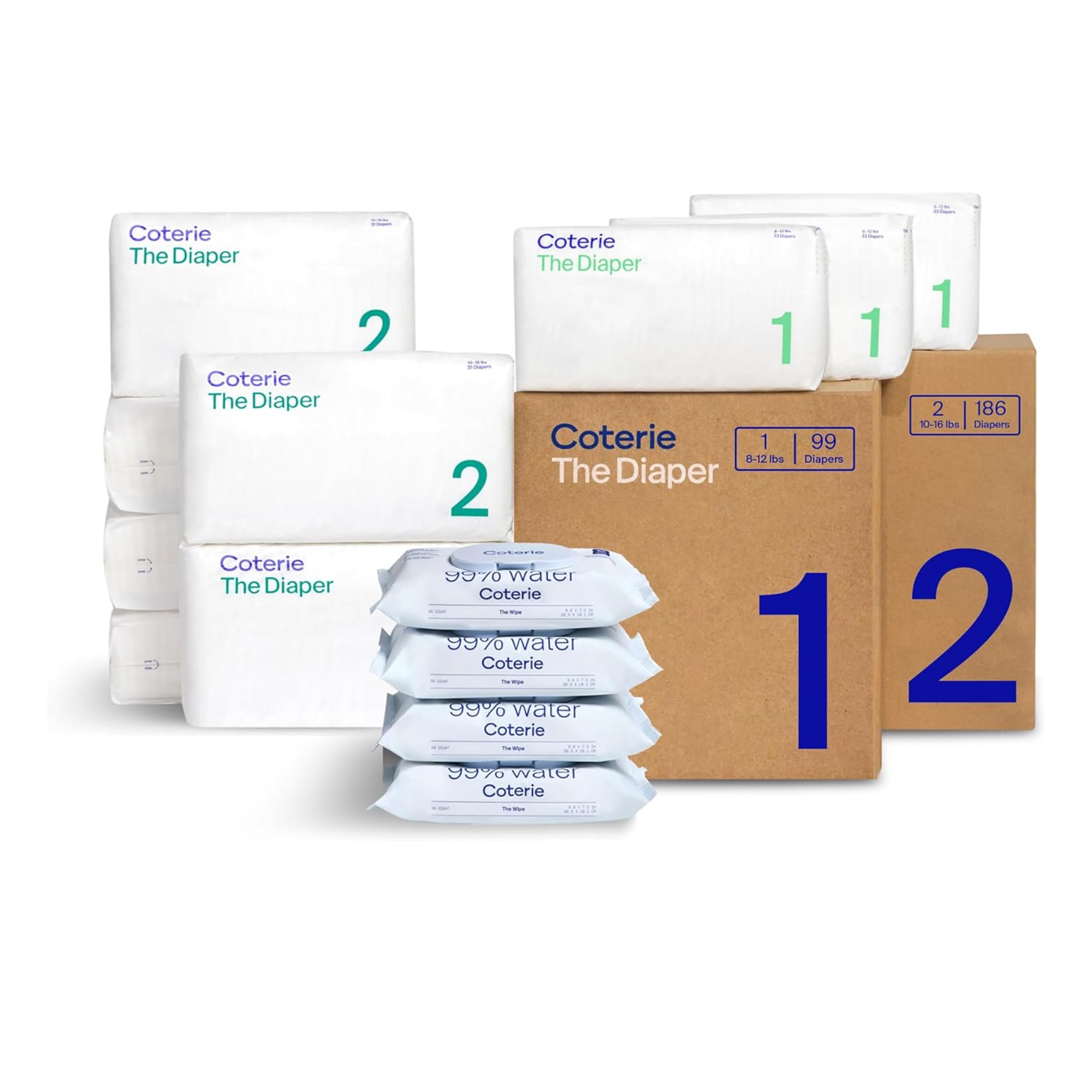 NEWBORN DIAPERS - Coterie Baby Wipes + Diapers Kit
