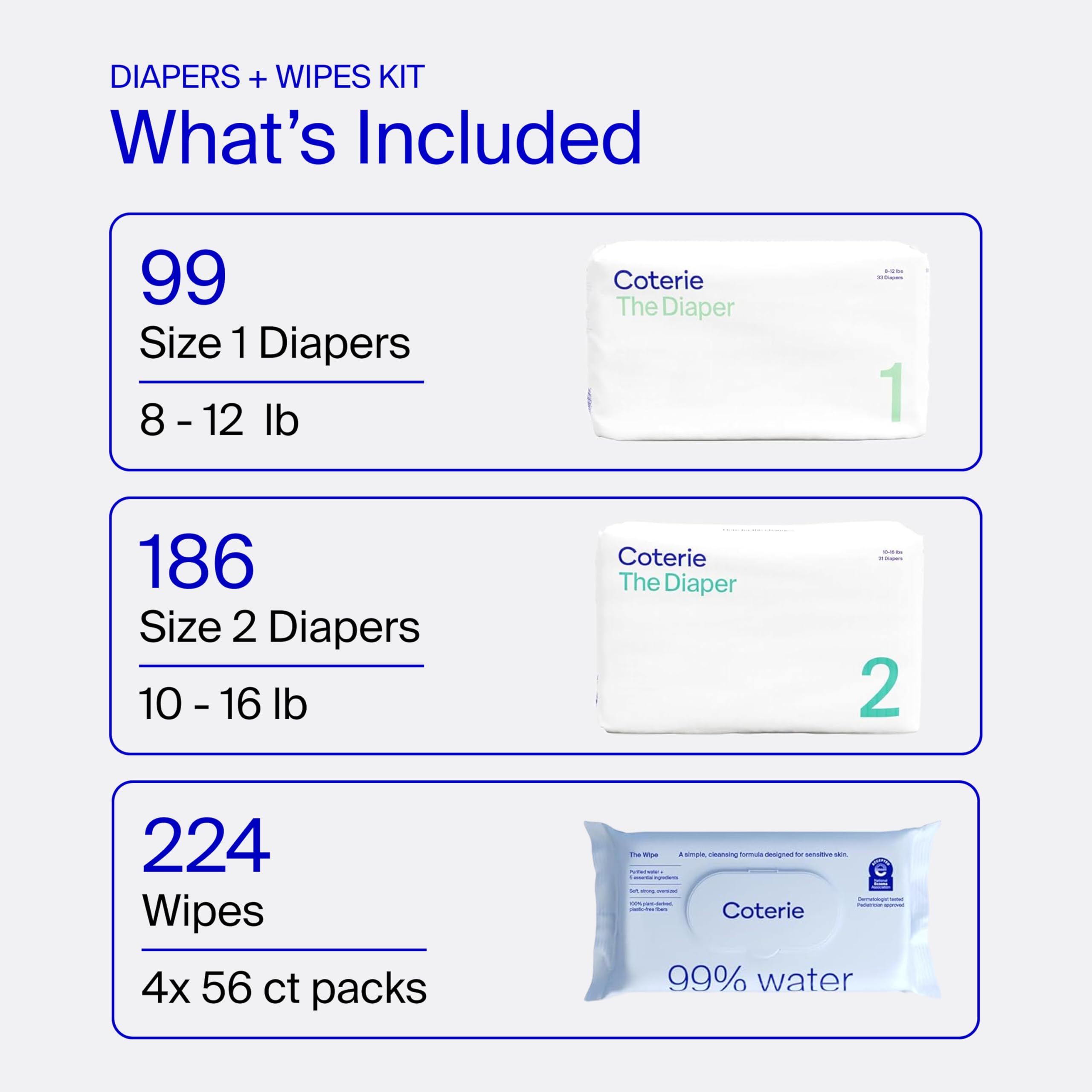 NEWBORN DIAPERS - Coterie Baby Wipes + Diapers Kit