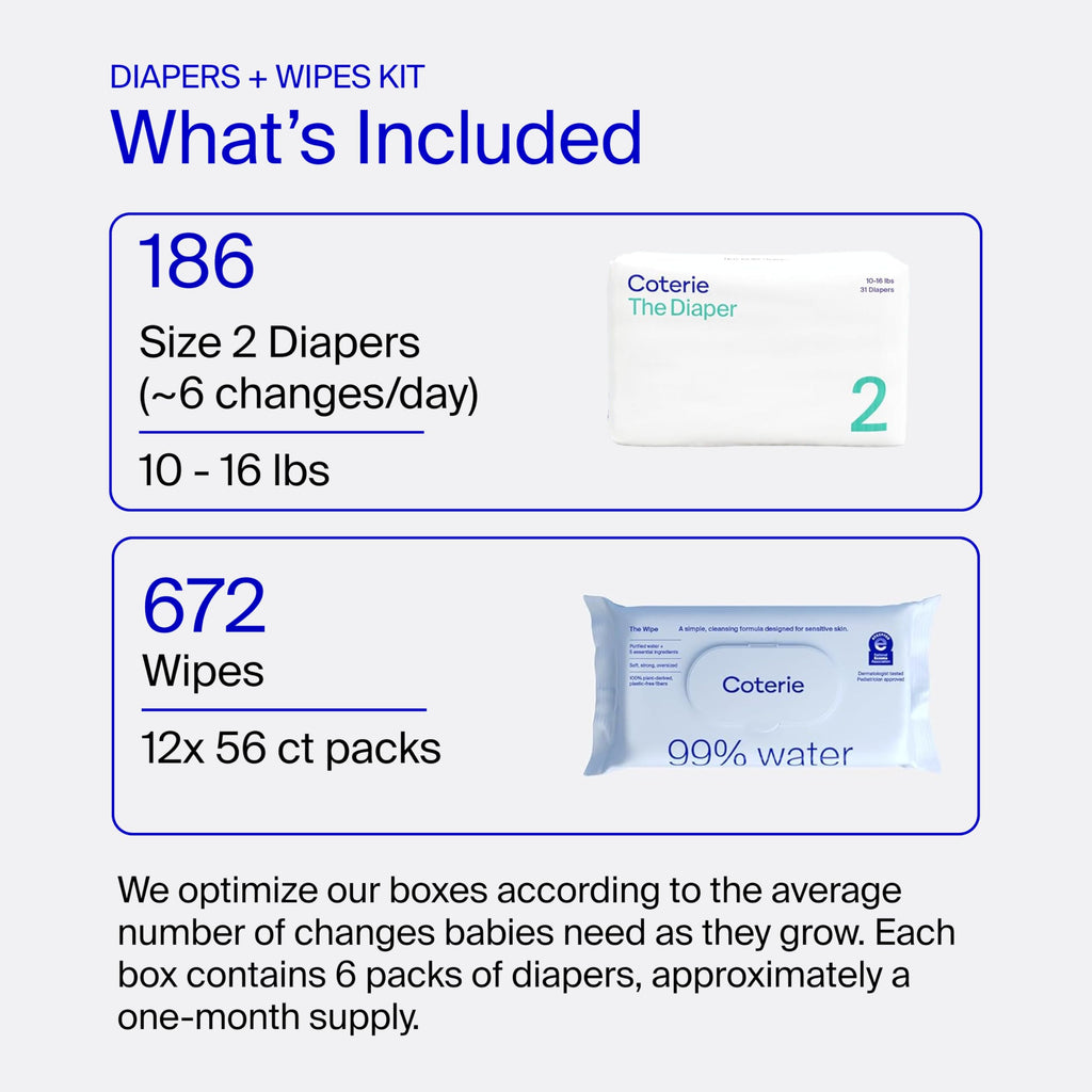 NEWBORN DIAPERS - Coterie Baby Wipes + Diapers Kit