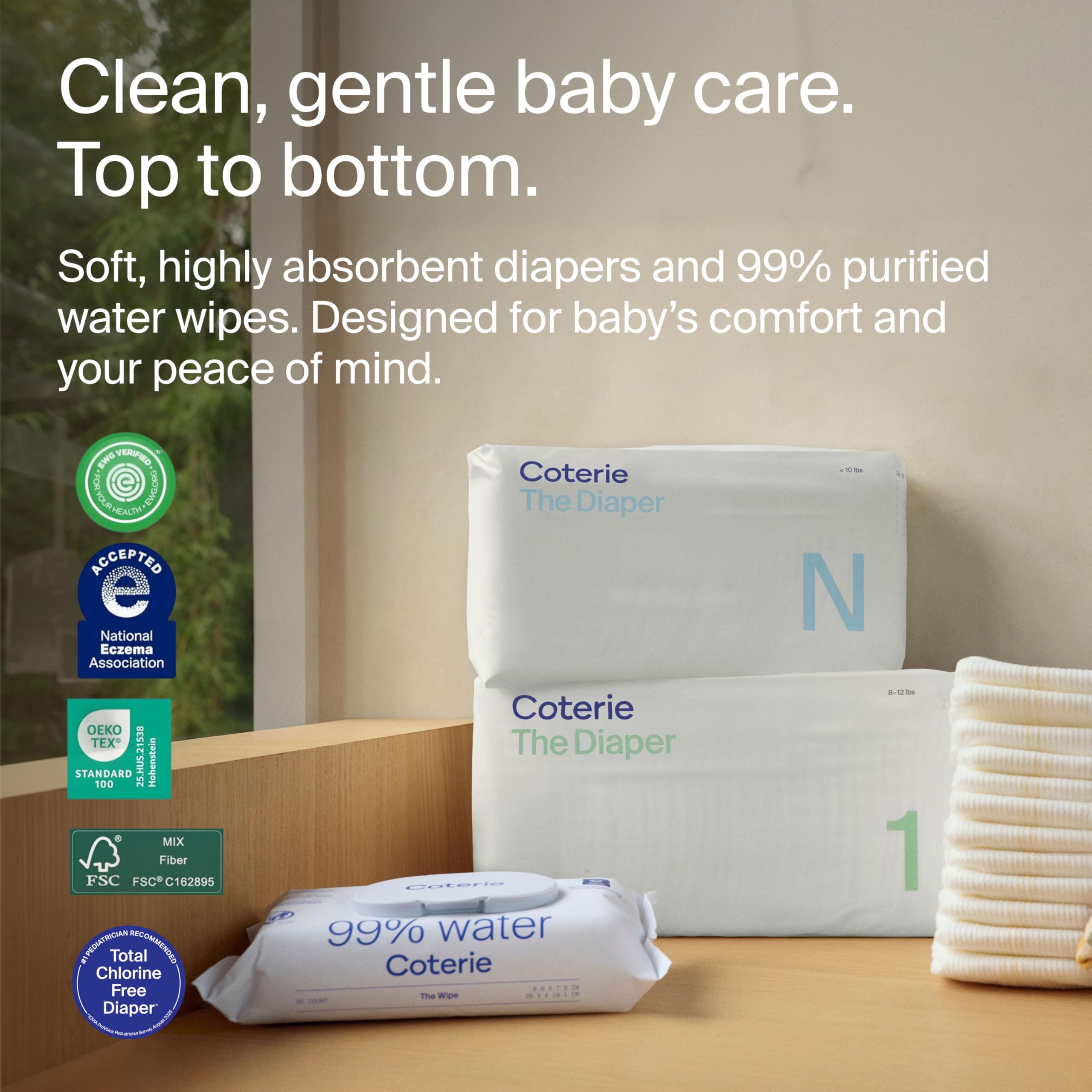 NEWBORN DIAPERS - Coterie Baby Wipes + Diapers Kit